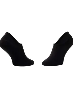 Lot de 2 paires de chaussettes basses en coton mélangé noires uni et logo imprimé à l'arrière