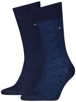Lot de 2 paires de chaussettes hautes bleu marine en coton mélangé