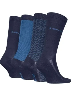 Lot de 4 paires de chaussettes hautes bleues en coton mélangé