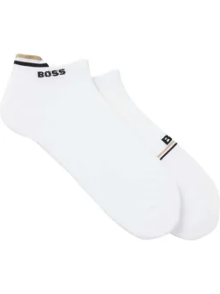 Lot de 2 paires de chaussettes basses et épaisses en coton blanches