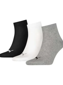 Lot de 3 paires de chaussettes mi-hautes unies blanches, grises et noires