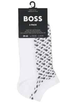 Lot de 2 paires de socquettes en coton mélangé blanches unies et à motifs