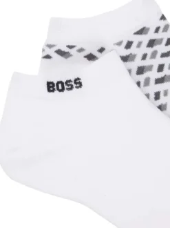 Lot de 2 paires de socquettes en coton mélangé blanches unies et à motifs