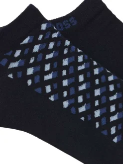 Lot de 2 paires de socquettes en coton mélangé bleues unies et à motifs