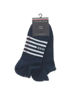 Lot de 2 paires de socquettes en coton mélangé bleues marine rayées