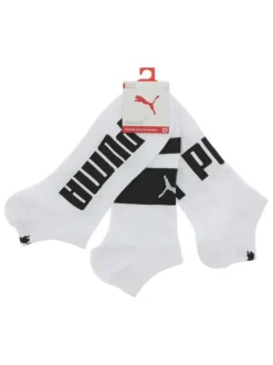 Lot de 3 paires de socquettes blanches unies avec gros logo noir