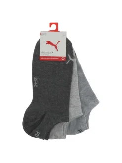 Lot de 3 paires de socquettes grises unies avec le logo de la marque