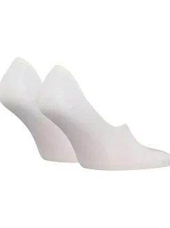 Lot de 2 paires de socquettes en coton mélangé unies blanches avec logo