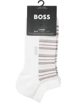 Lot de 2 paires de socquettes blanches unies avec le nom de la marque