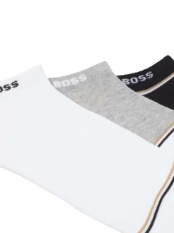 Lot de 3 paires de socquettes en coton mélangé tricolore avec le logo