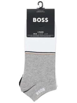 Lot de 3 paires de socquettes en coton mélangé tricolore avec le logo