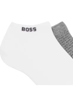 Lot de 2 socquettes en coton mélangé blanches et grises imprimées