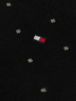 Lot de deux paires de chaussettes hautes en coton noires à pois blancs
