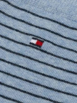 Lot de deux paires de chaussettes hautes en coton bleues rayées