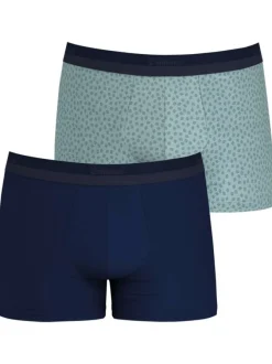 Lot de 2 Boxer coupe fermée en coton biologique bleu à taille élastiquée