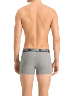 Lot de 2 boxer en coton anthracite et noir à bande élastiquée brodée