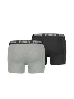 Lot de 2 boxer en coton anthracite et noir à bande élastiquée brodée