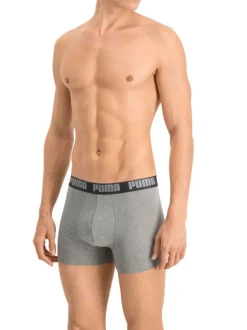 Lot de 2 boxer en coton anthracite et noir à bande élastiquée brodée