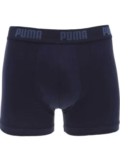 Lot de 2 boxer marine unis à bande élastiquée brodée à la taille