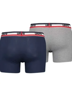 Lot de 2 Boxers bicolore marine et gris clair en coton biologique