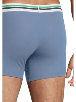 Lot de 2 Boxers bleu uni en coton biologique avec une ceinture élastiquée
