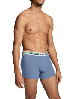 Lot de 2 Boxers bleu uni en coton biologique avec une ceinture élastiquée