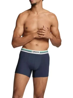 Lot de 2 Boxers bleu uni en coton biologique avec une ceinture élastiquée