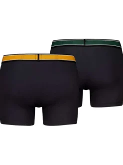 Lot de 2 Boxers Boxer Classiques en coton noirs unis avec tailles élastiquées