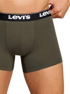 Lot de 3 boxers classique en coton kaki et noir uni avec logo