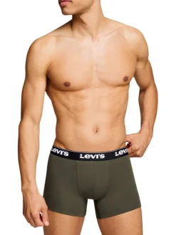 Lot de 3 boxers classique en coton kaki et noir uni avec logo