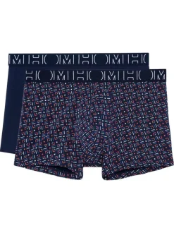Lot de 2 Boxers classique en coton marine imprimé à coupe fermée