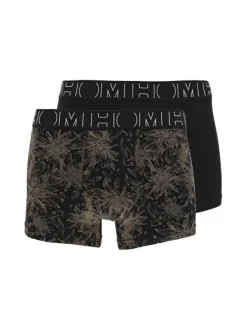 Lot de 2 Boxers classique en coton noir imprimé avec une coupe fermée