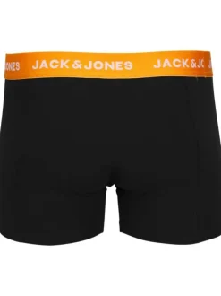 Lot de 3 Boxers classique en coton noirs unis coupe fermée et ceinture colorée