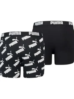 Lot de 2 boxers classique en coton noir uni et logotypé