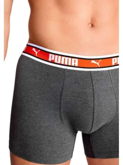 Lot de 2 Boxers classique en coton uni noir et gris avec taille élastiquée