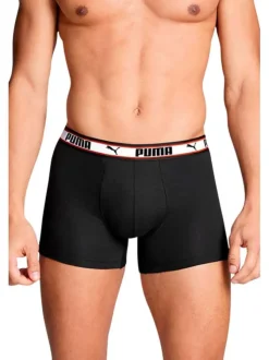 Lot de 2 Boxers classique en coton uni noir et gris avec taille élastiquée