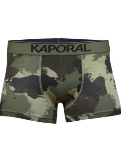 Lot de 3 Boxers classique kaki camouflage avec une coupe fermée et une ceinture kaki et grise