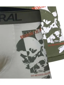Lot de 2 Boxers classique kaki imprimé avec une coupe fermée et la cuisse gauche floquée
