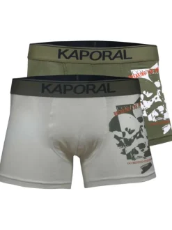 Lot de 2 Boxers classique kaki imprimé avec une coupe fermée et la cuisse gauche floquée