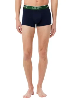 Lot de 3 boxers classiques bleus nuit en coton unis à ceinture tricolore