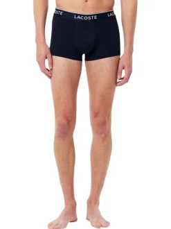 Lot de 3 boxers classiques bleus nuit en coton unis à ceinture tricolore