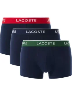 Lot de 3 boxers classiques bleus nuit en coton unis à ceinture tricolore