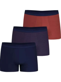 Lot de 3 boxers classiques en coton bicolores à motifs et à ceinture élastiquée