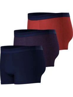 Lot de 3 boxers classiques en coton bicolores à motifs et à ceinture élastiquée