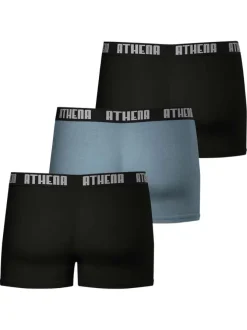 Lot de 3 boxers classiques en coton bicolores unis avec le nom de la marque