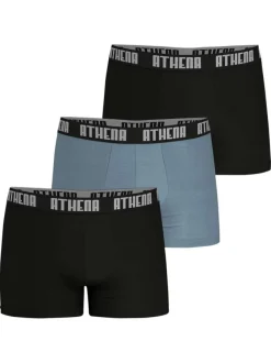 Lot de 3 boxers classiques en coton bicolores unis avec le nom de la marque