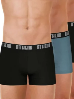 Lot de 3 boxers classiques en coton bicolores unis avec le nom de la marque