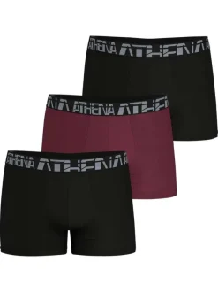 Lot de 3 boxers classiques en coton bicolores unis à ceintures élastiquées
