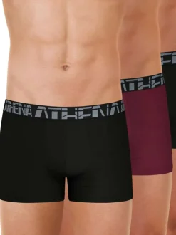 Lot de 3 boxers classiques en coton bicolores unis à ceintures élastiquées