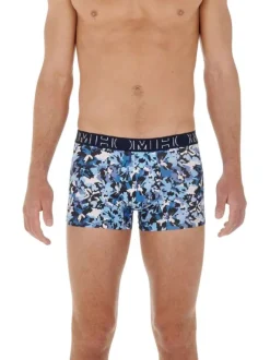 Lot de 3 boxers classiques en coton bleu avec un imprimé fleurs abstraits